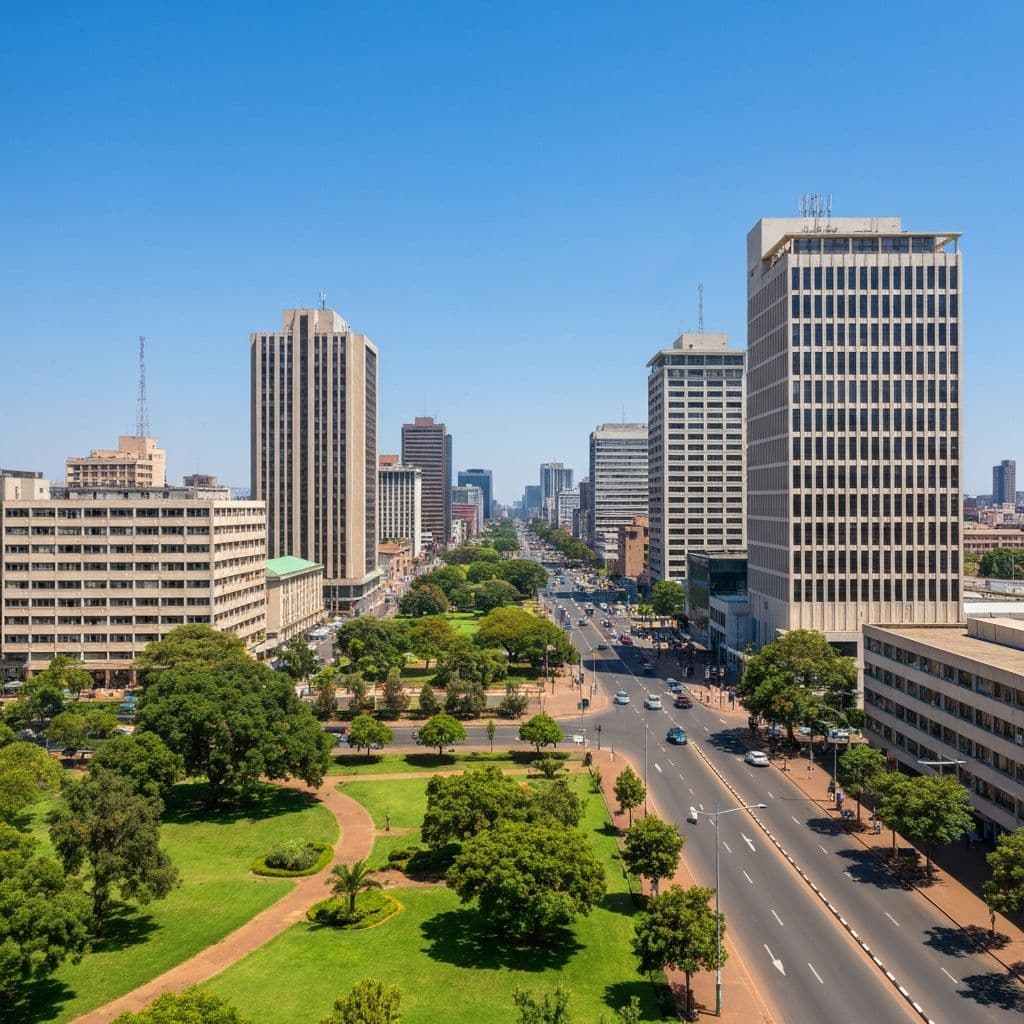 The Harare city skyline in Zimbabwe