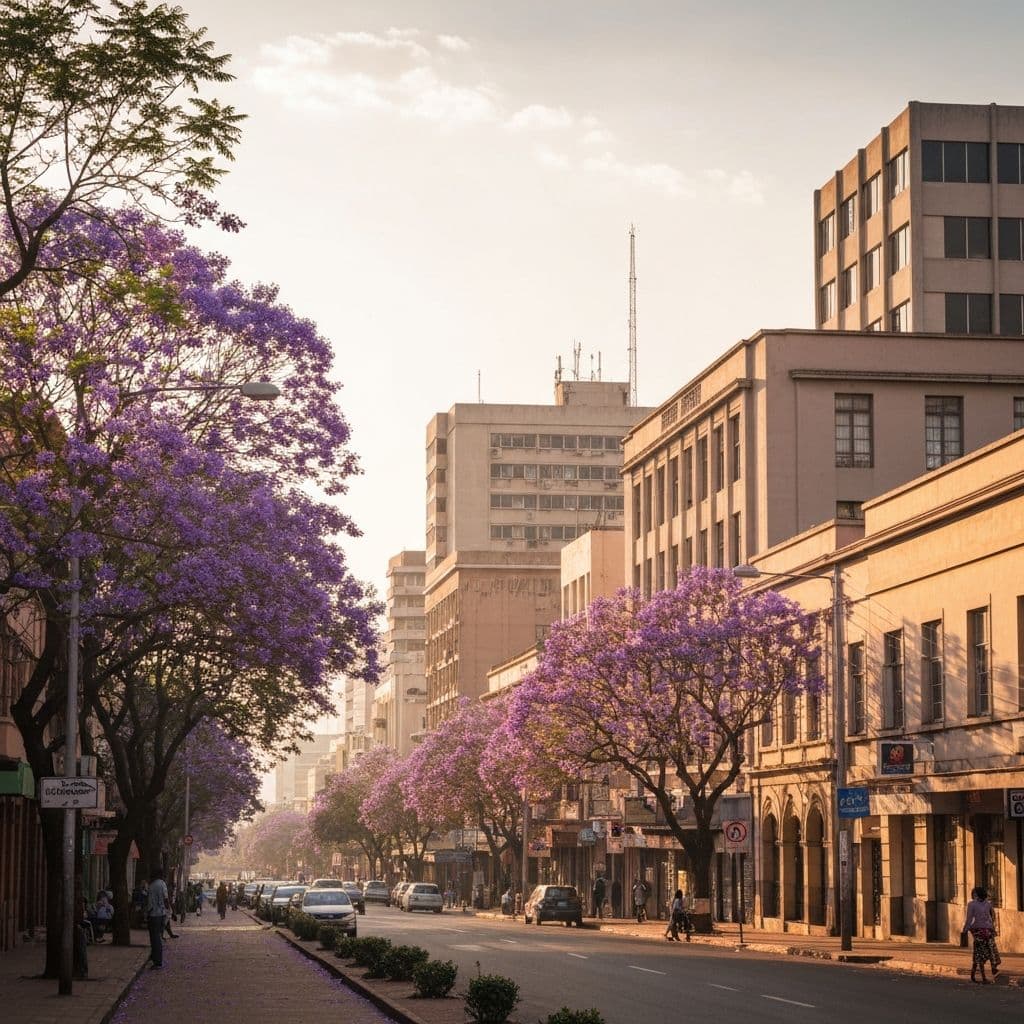 The city of Harare, Zimbabwe's capital, under clear Highveld skies